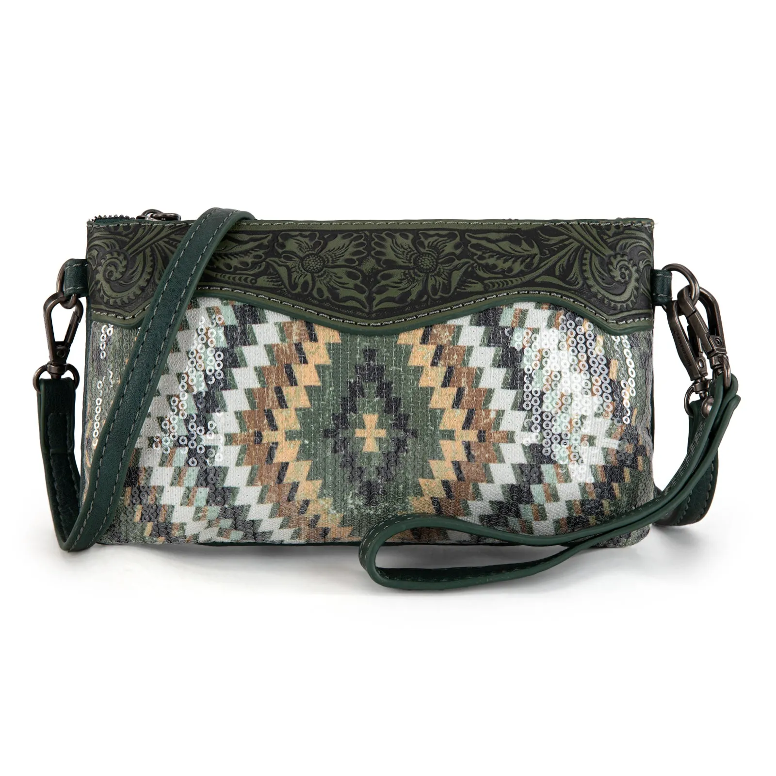 MW1308-181 Montana West Tooled Aztec Collection Crossbody/Clutch