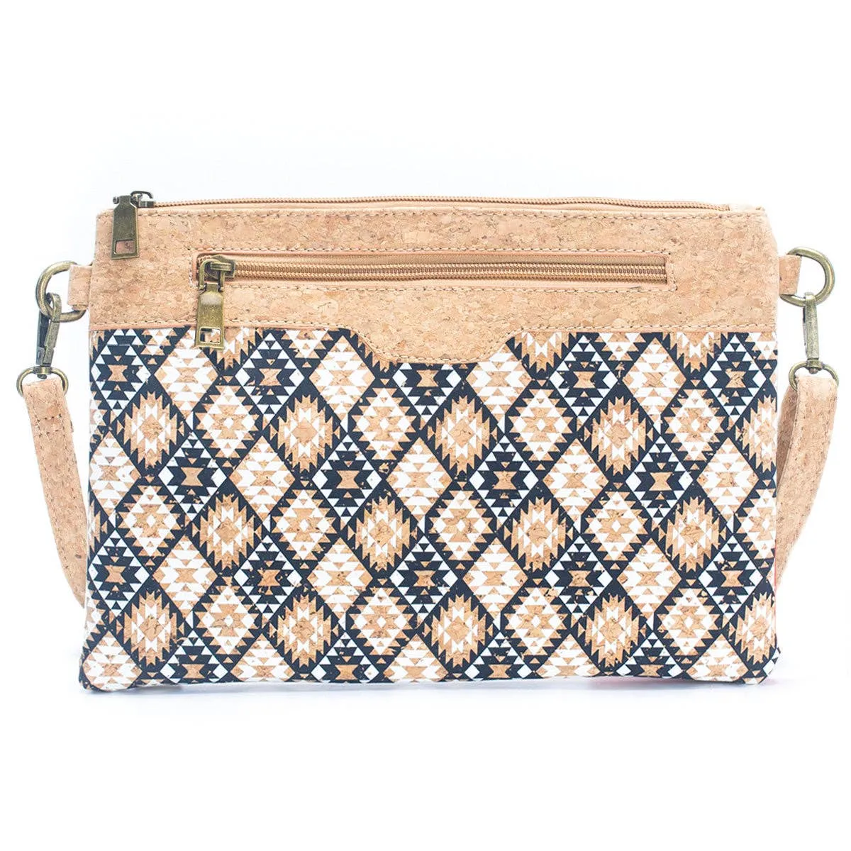 Natural Cork with Printed Design - Women's Crossbody and Clutch BAG-2248