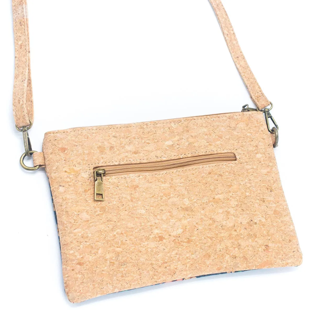 Natural Cork with Printed Design - Women's Crossbody and Clutch BAG-2248