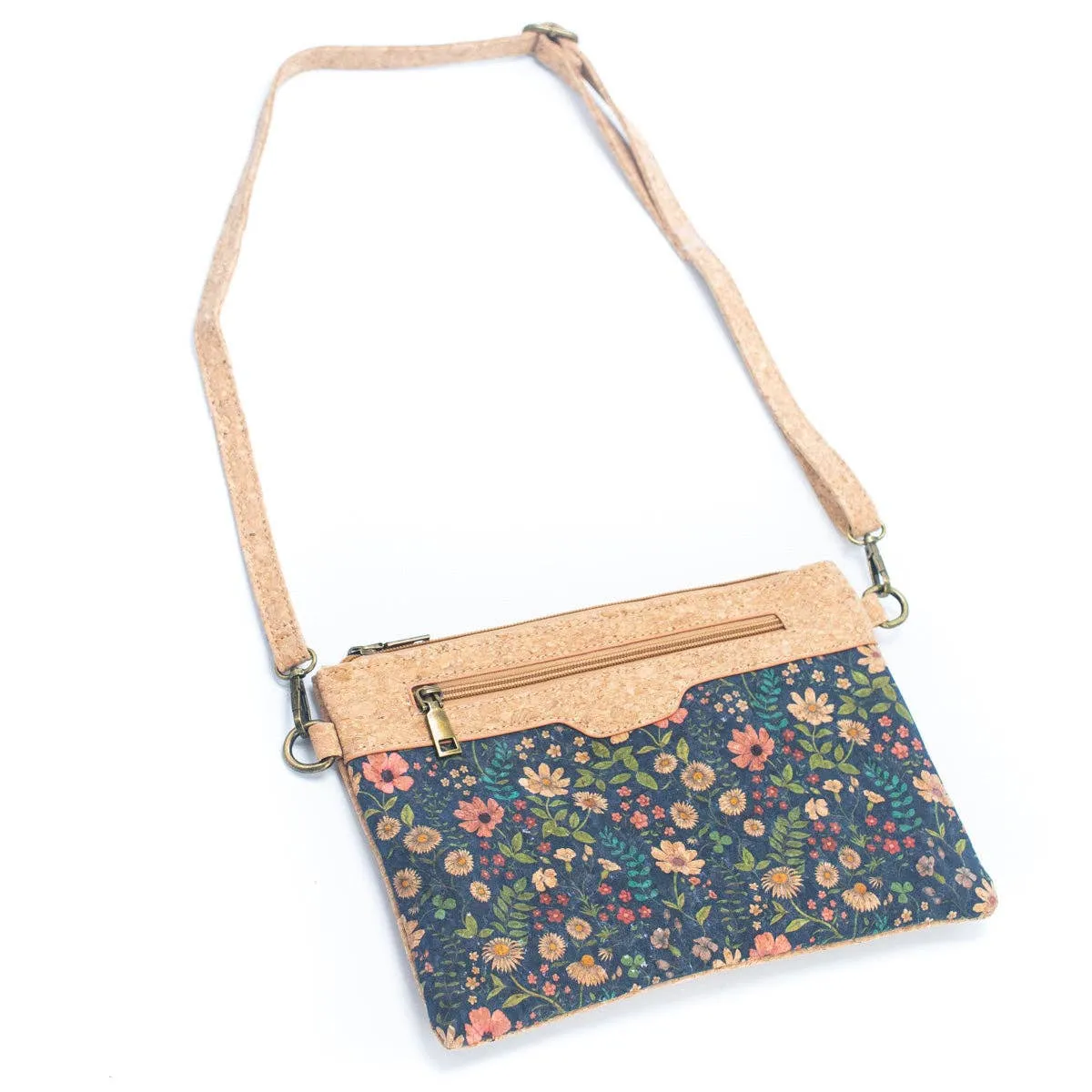 Natural Cork with Printed Design - Women's Crossbody and Clutch BAG-2248