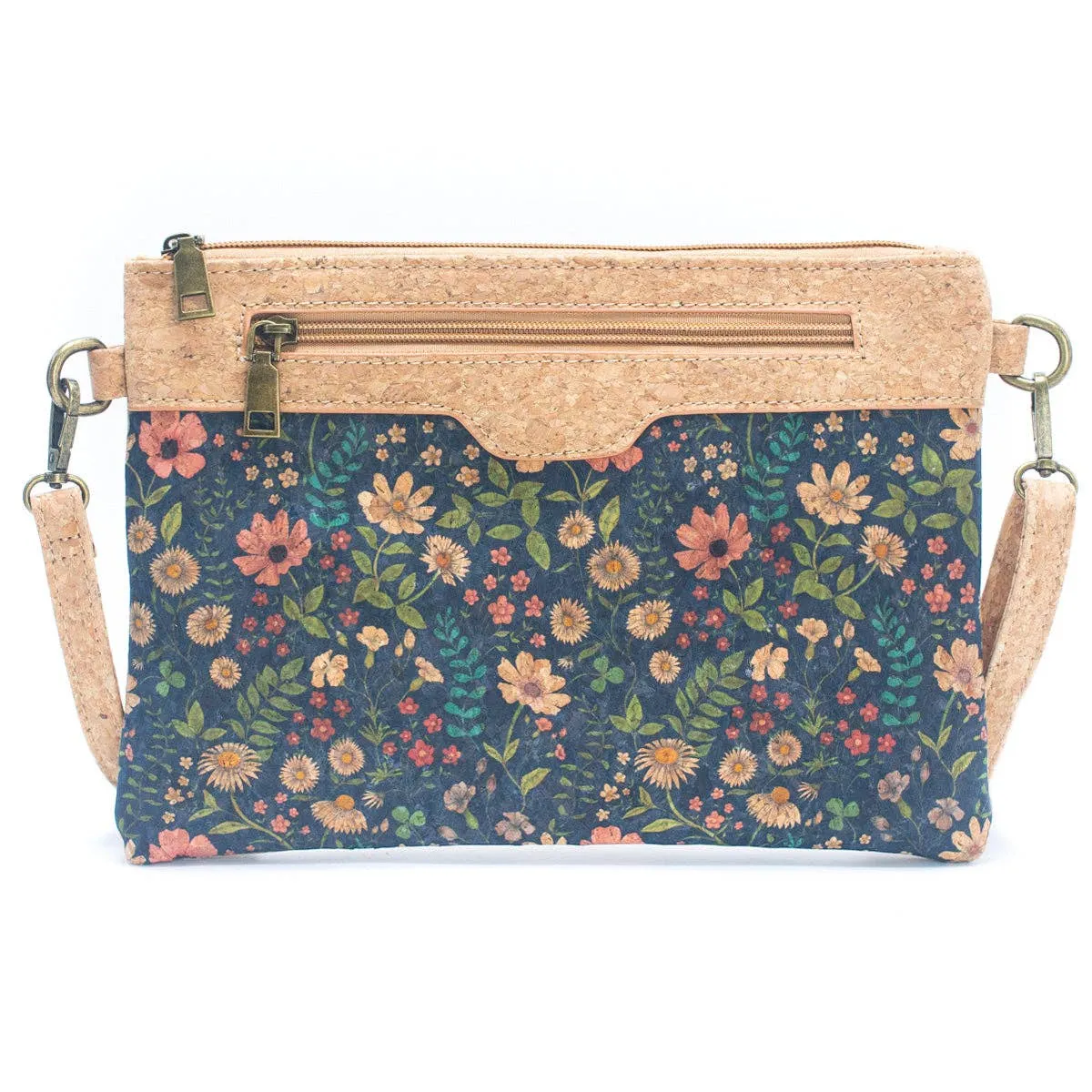 Natural Cork with Printed Design - Women's Crossbody and Clutch BAG-2248