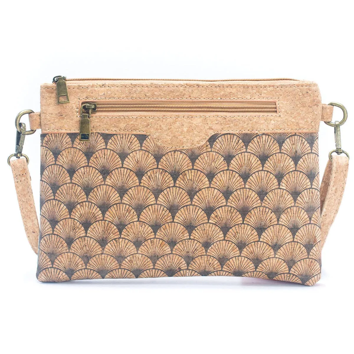 Natural Cork with Printed Design - Women's Crossbody and Clutch BAG-2248