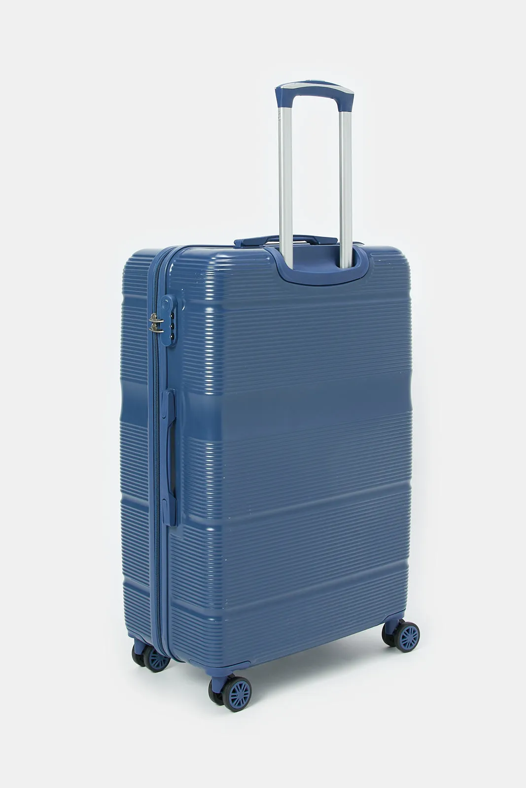 Navy Ribbed Trolley Luggage (24 Inche)