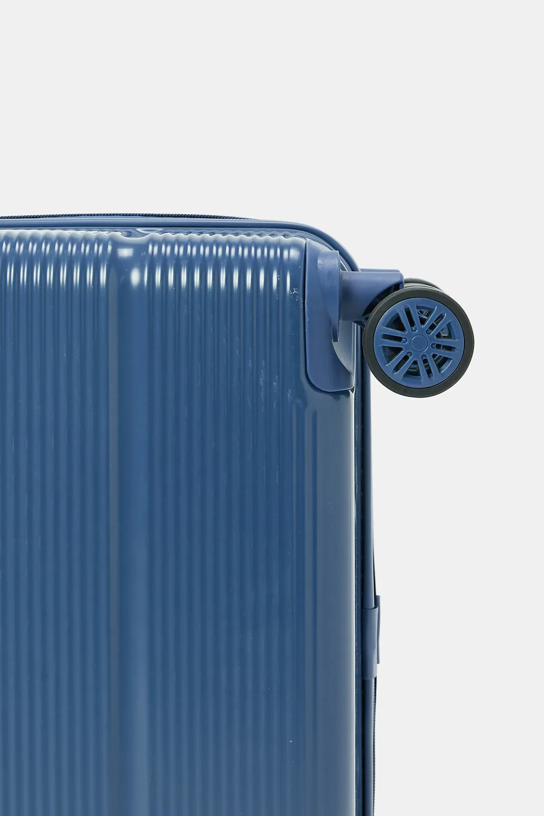 Navy Ribbed Trolley Luggage (24 Inche)