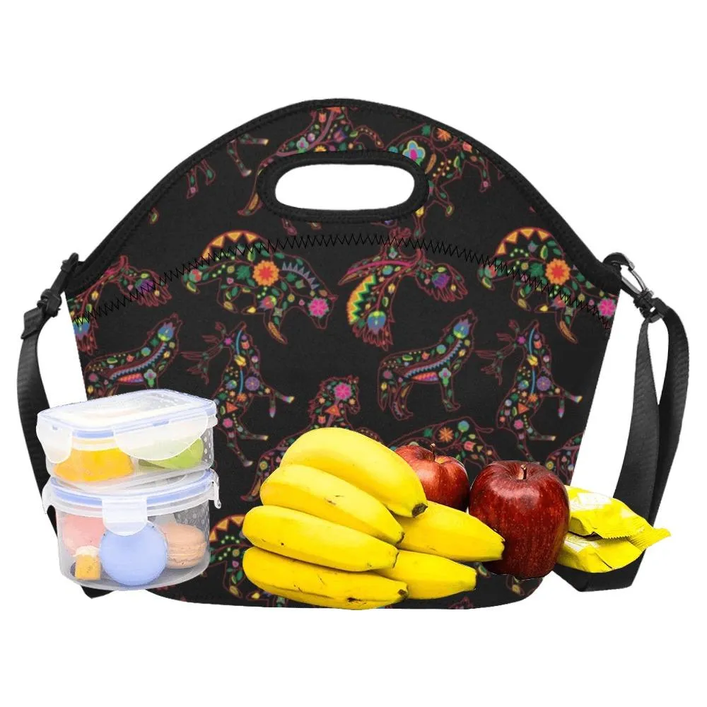 Neon Floral Animals Neoprene Lunch Bag/Large