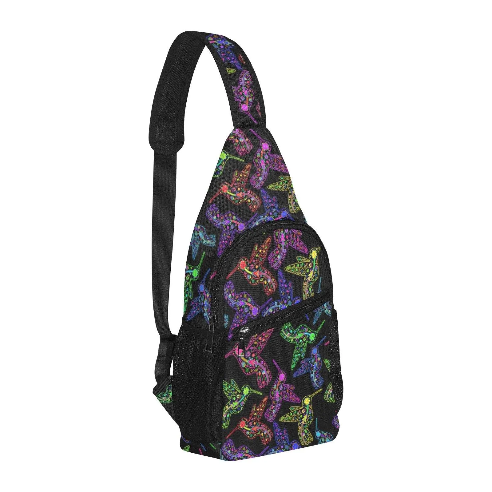 Neon Floral Hummingbirds Chest Bag