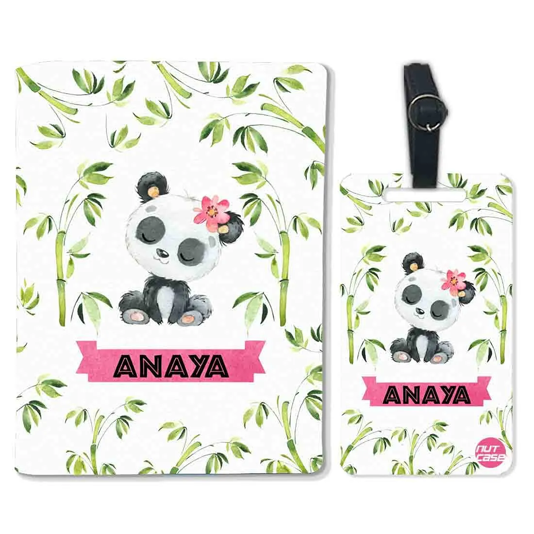 Nutcase Personalized Passport Cover PU Leather Polyfabric - Cute Panda