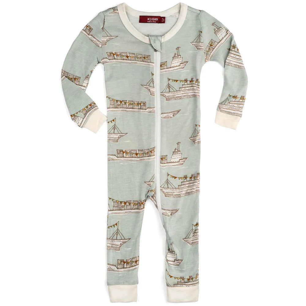 O Greige Baby Zip PJs