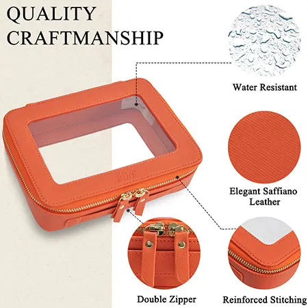 Orange NGIL Clear Faux Leather Toiletry Bag