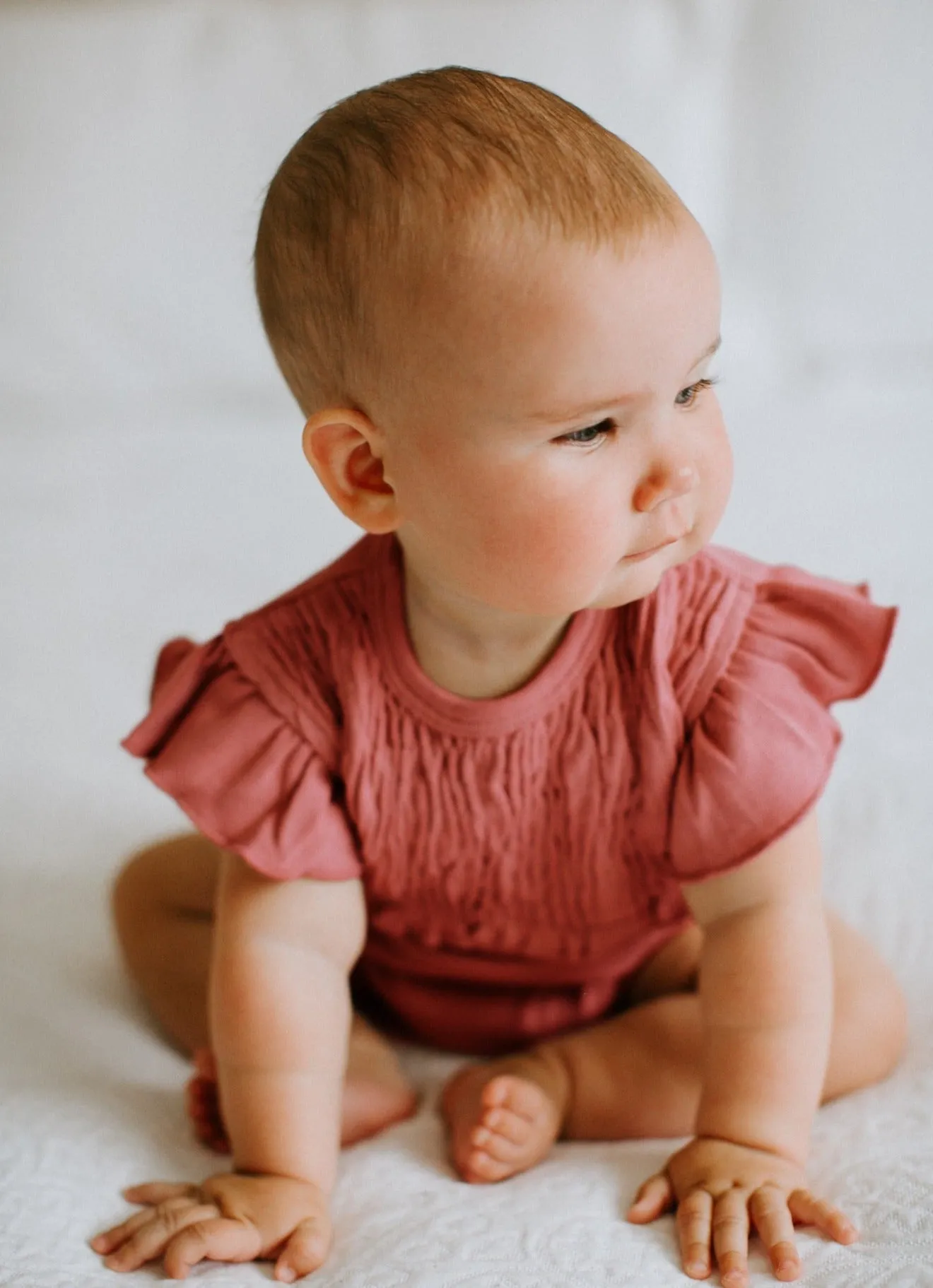 Organic Smocked S/Sleeve Bodysuits