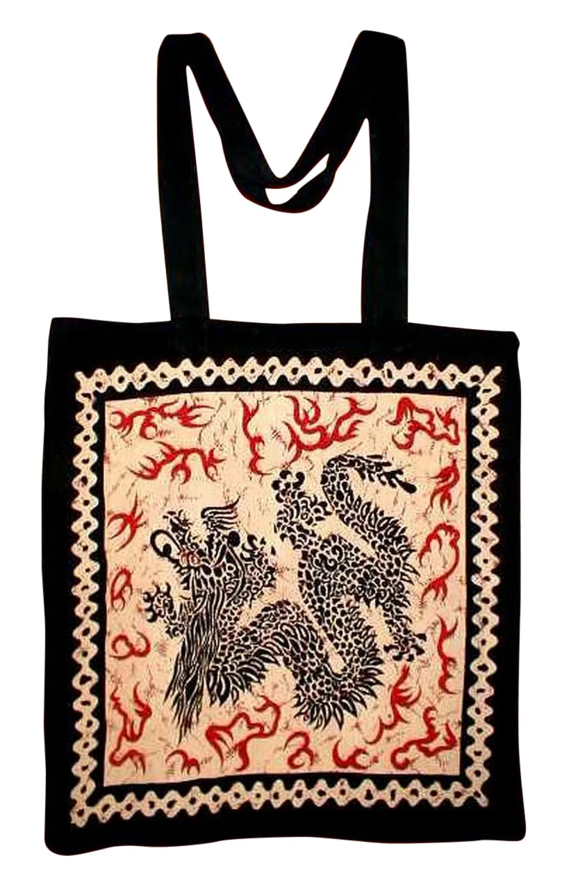 Oriental DragonTote Bag School Shopping 16 x 17 Tan