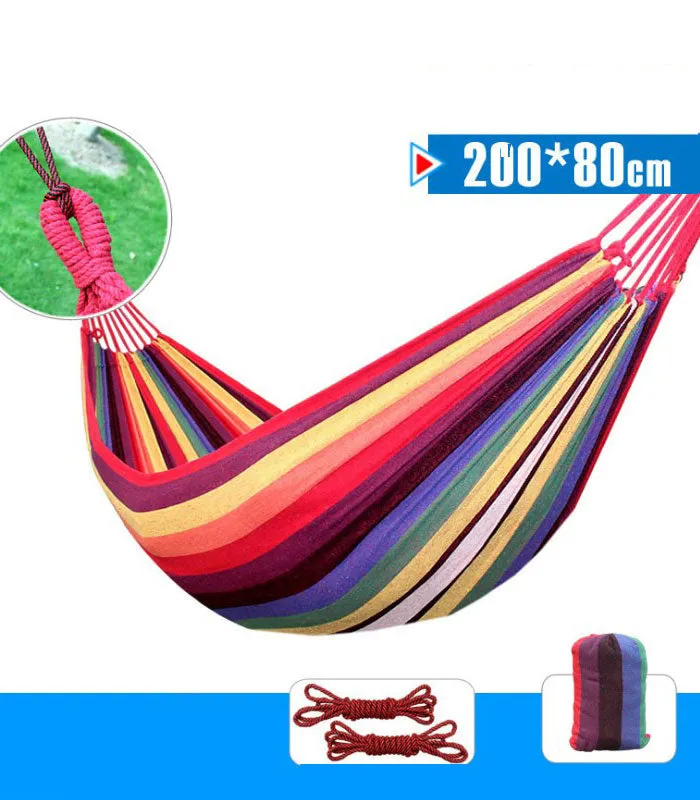 Outdoor Hammock Camping Thickened Sail Anti-Rollover Cloth Single Double Color Swing Student Lazy Bed Hanging Chair.