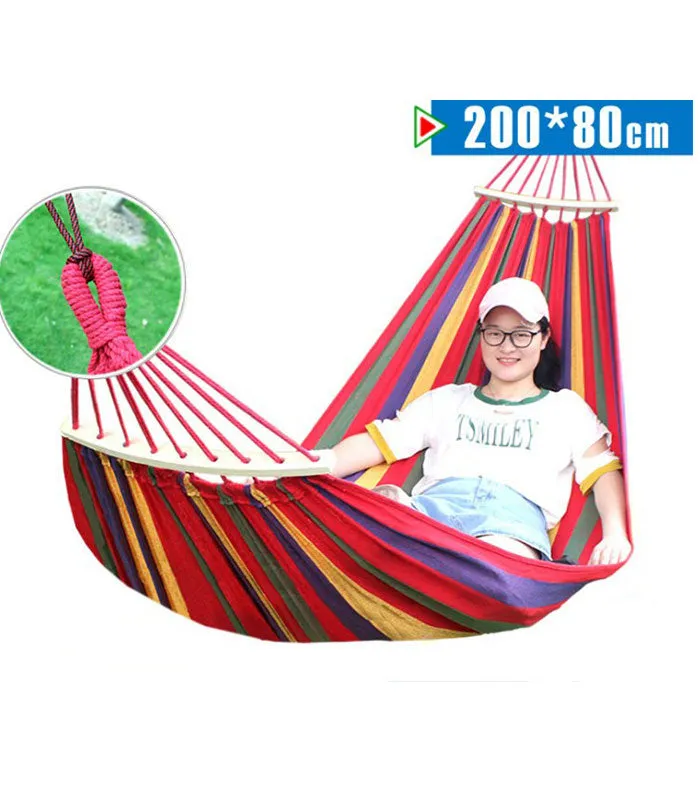 Outdoor Hammock Camping Thickened Sail Anti-Rollover Cloth Single Double Color Swing Student Lazy Bed Hanging Chair.