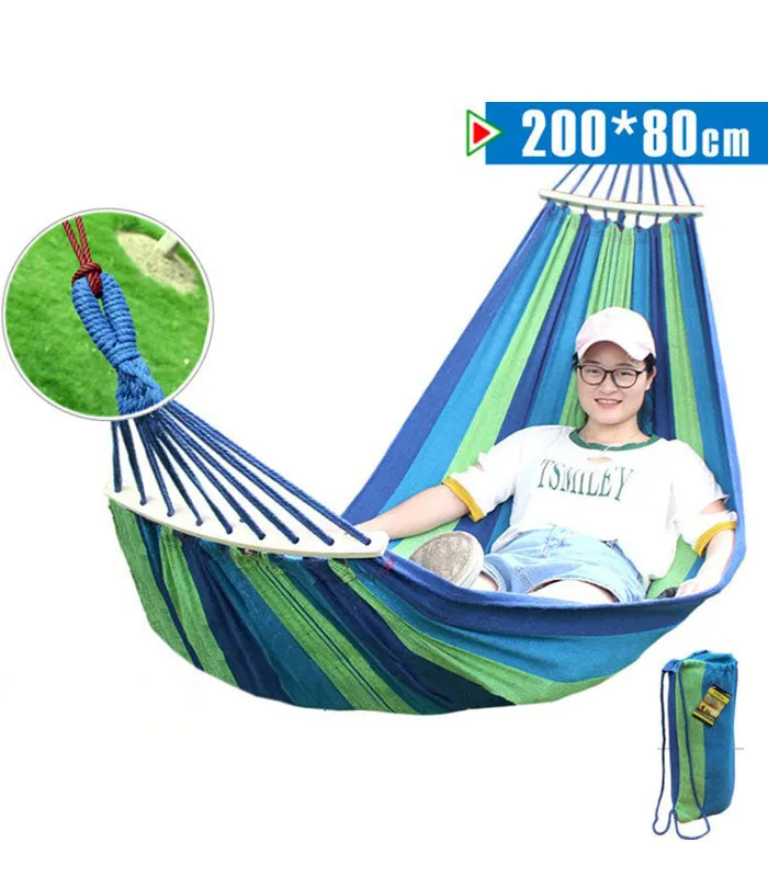 Outdoor Hammock Camping Thickened Sail Anti-Rollover Cloth Single Double Color Swing Student Lazy Bed Hanging Chair.