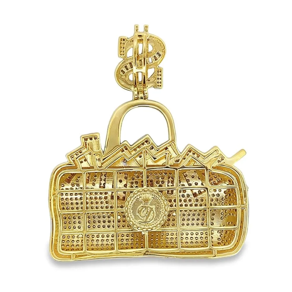 Overflowing Money Bag $ CZ Hip Hop Iced Out Pendant