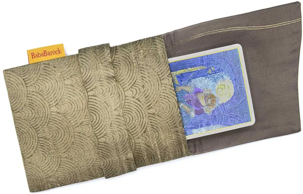 Pale Fans - hand-printed pure silk foldover pouch