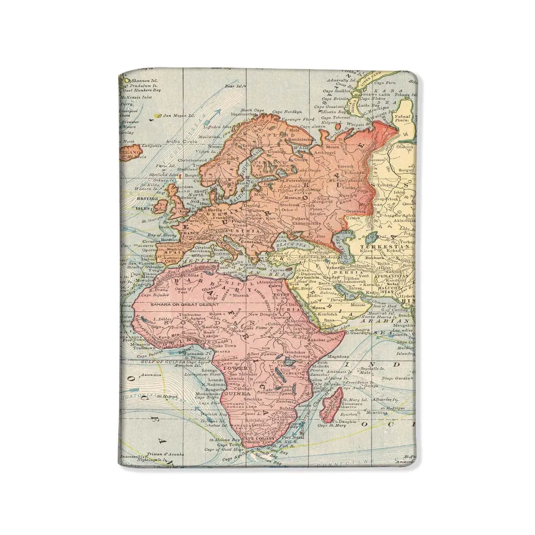 Passport Cover Holder Travel Case With Baggage Tag - Vintage Map