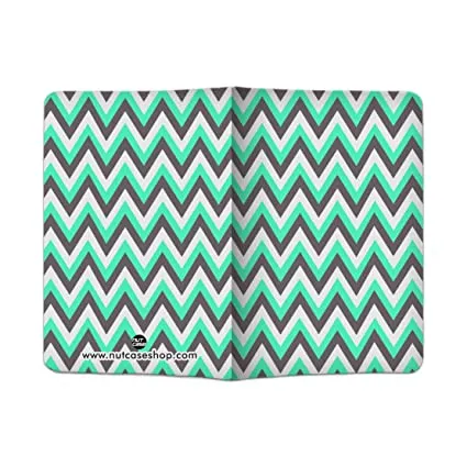 Passport Cover Travel Wallet Holder -Mint And Gray Chevron