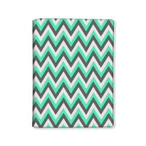 Passport Cover Travel Wallet Holder -Mint And Gray Chevron