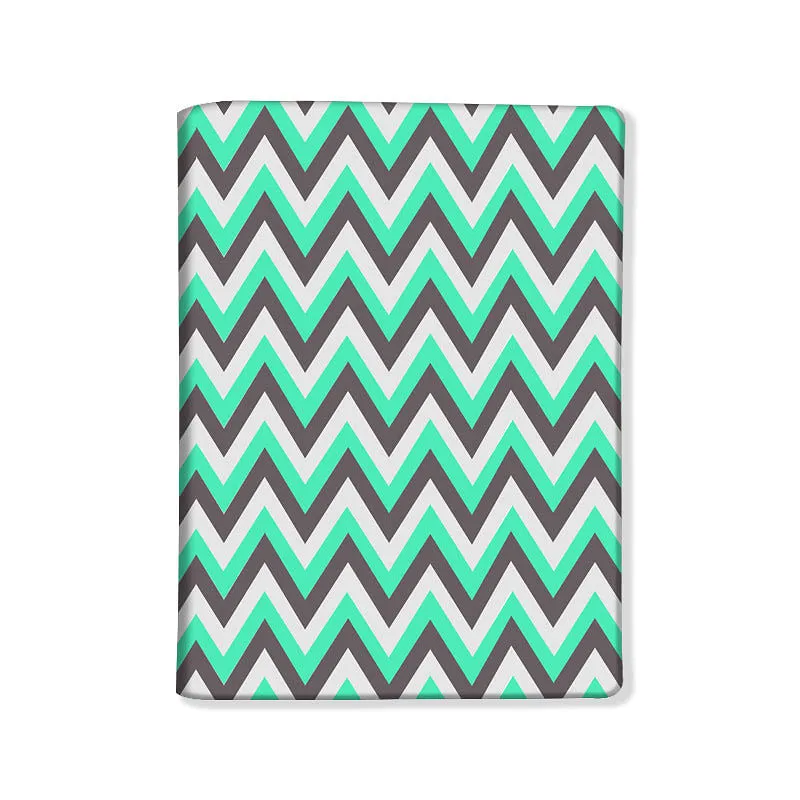 Passport Cover Travel Wallet Holder -Mint And Gray Chevron