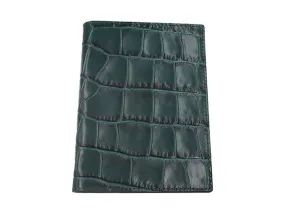 Passport Holder Orinoco 'Croc' Print Calf Leather - Dark Green