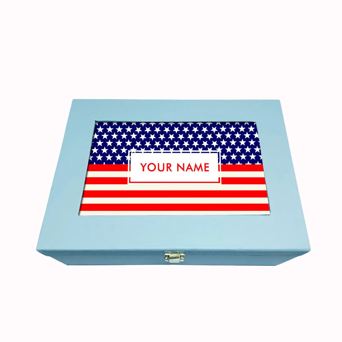 Personalised Gift Boxes for Men Vegan Leather Your Name -  American Flag