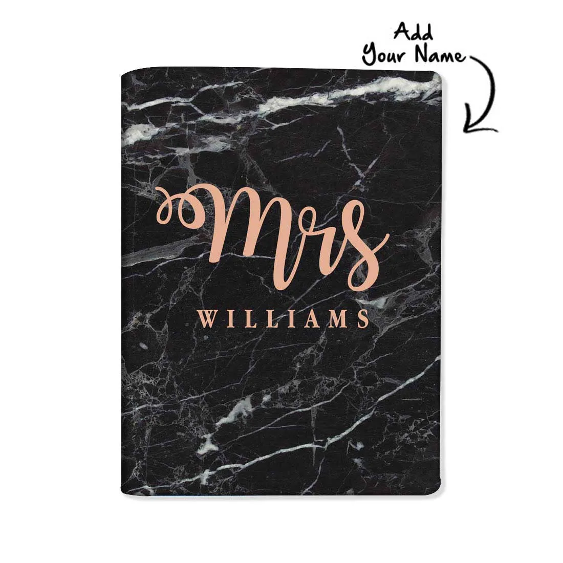 Personalised Passport Cover Luggage Tag Set - Mrs Black Marble