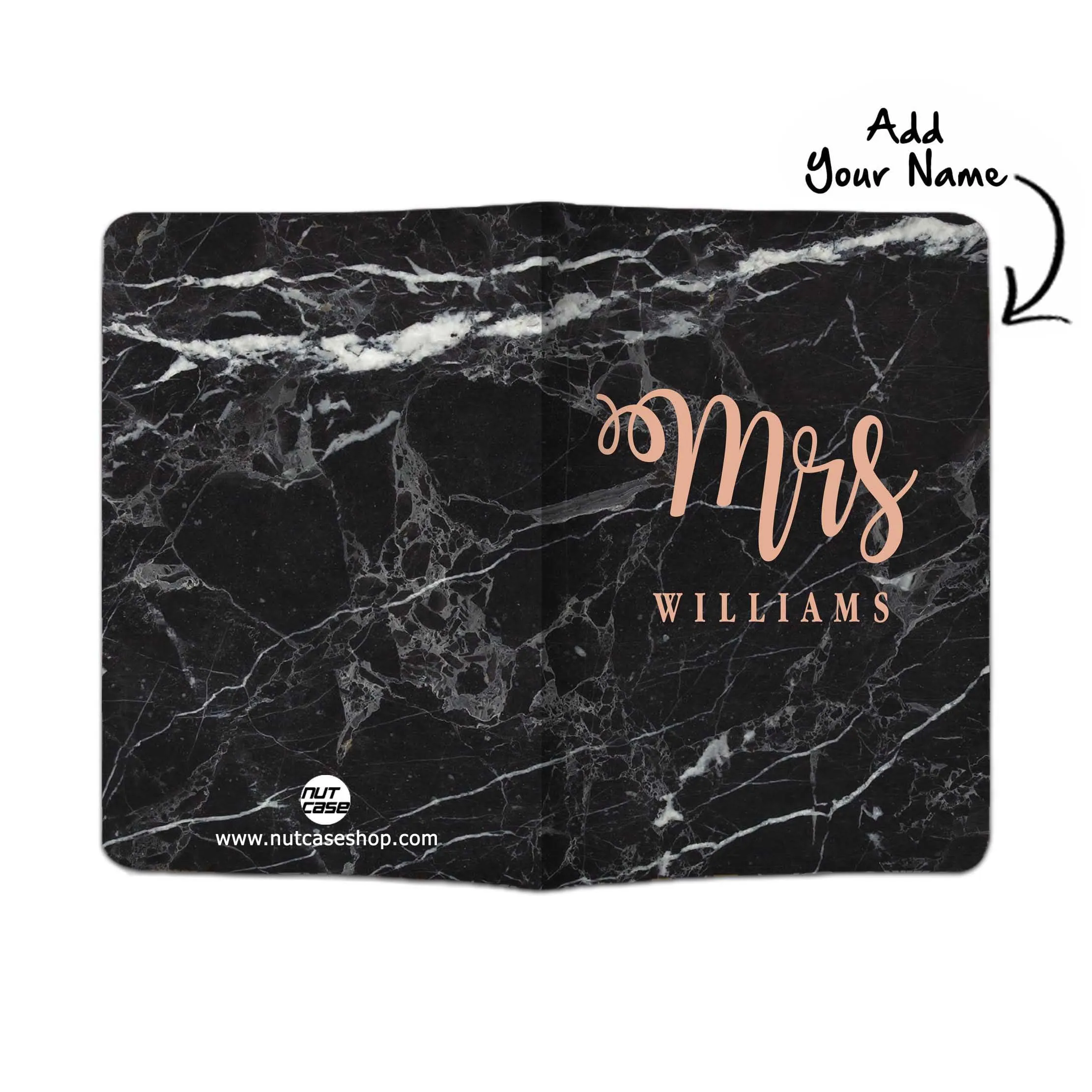 Personalised Passport Cover Luggage Tag Set - Mrs Black Marble