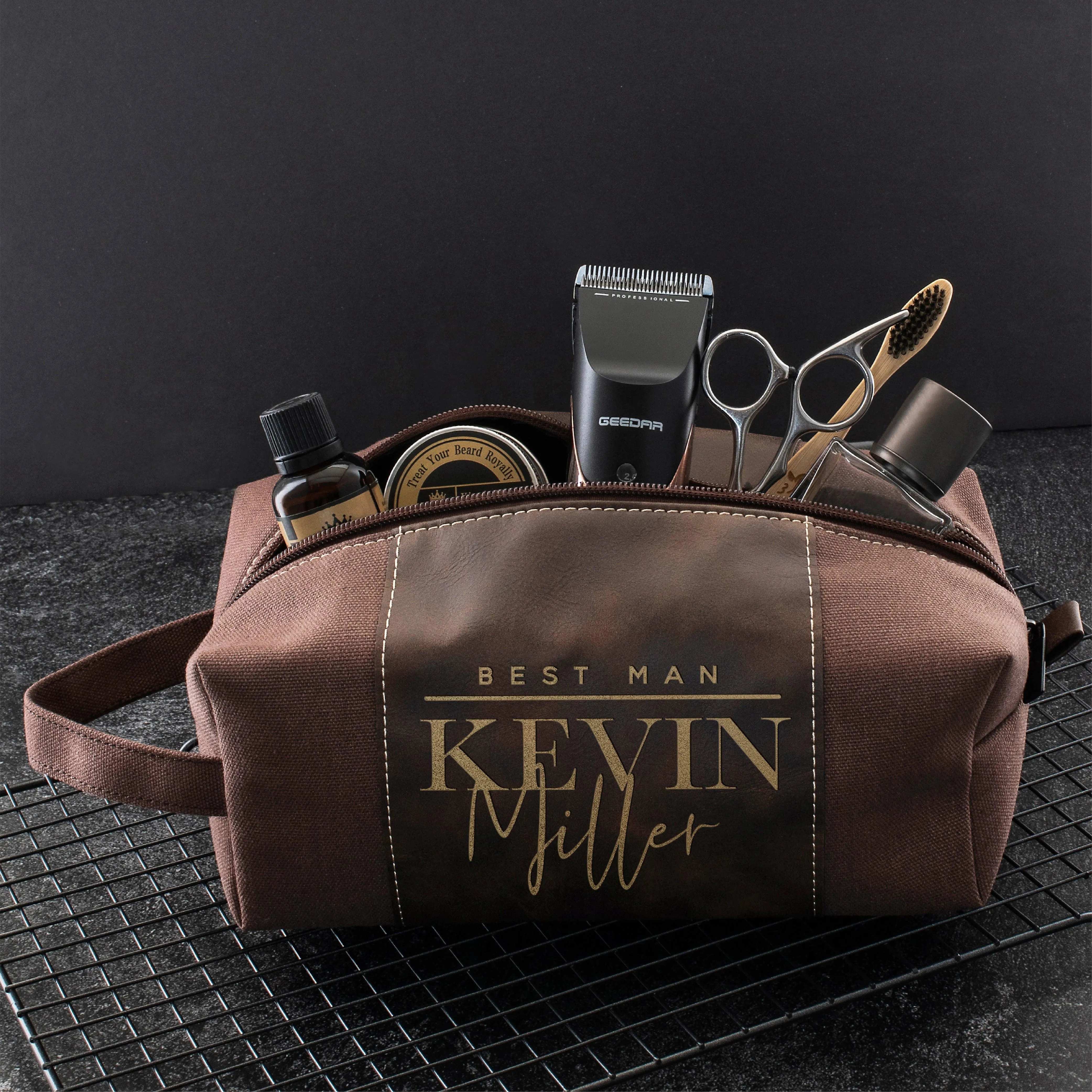 Personalized Groomsmen Toiletry Bag - Leather Toiletry Bag, Gift for Him