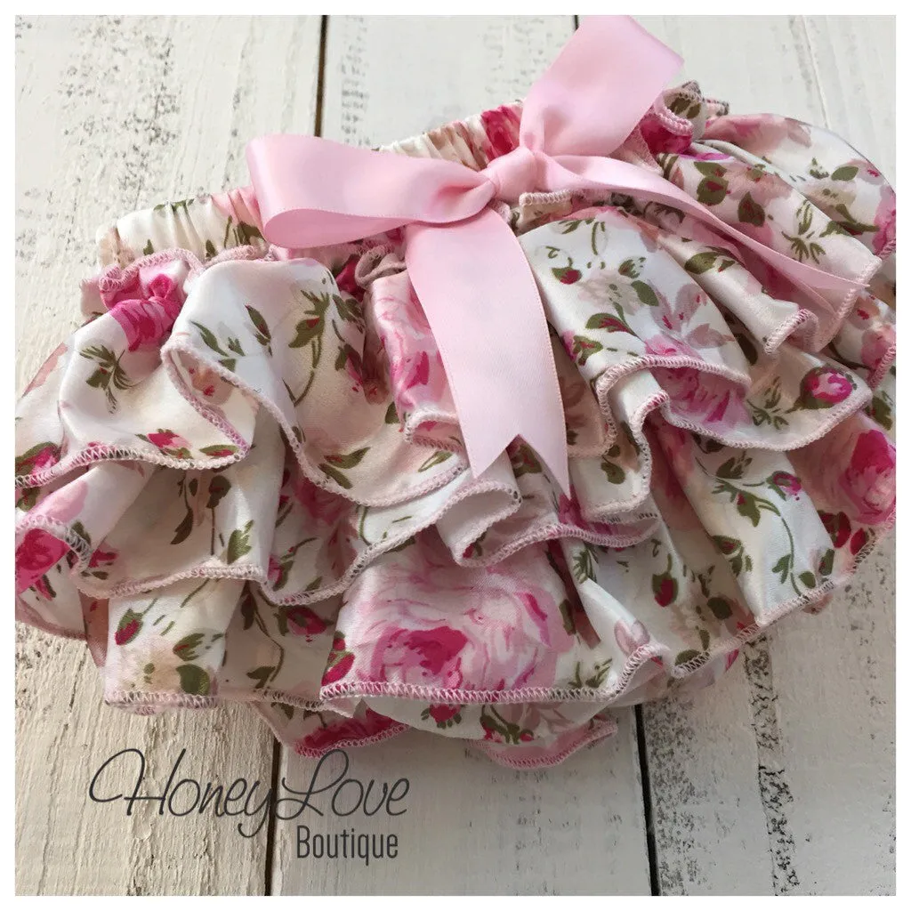 Pink Floral Satin Bloomers