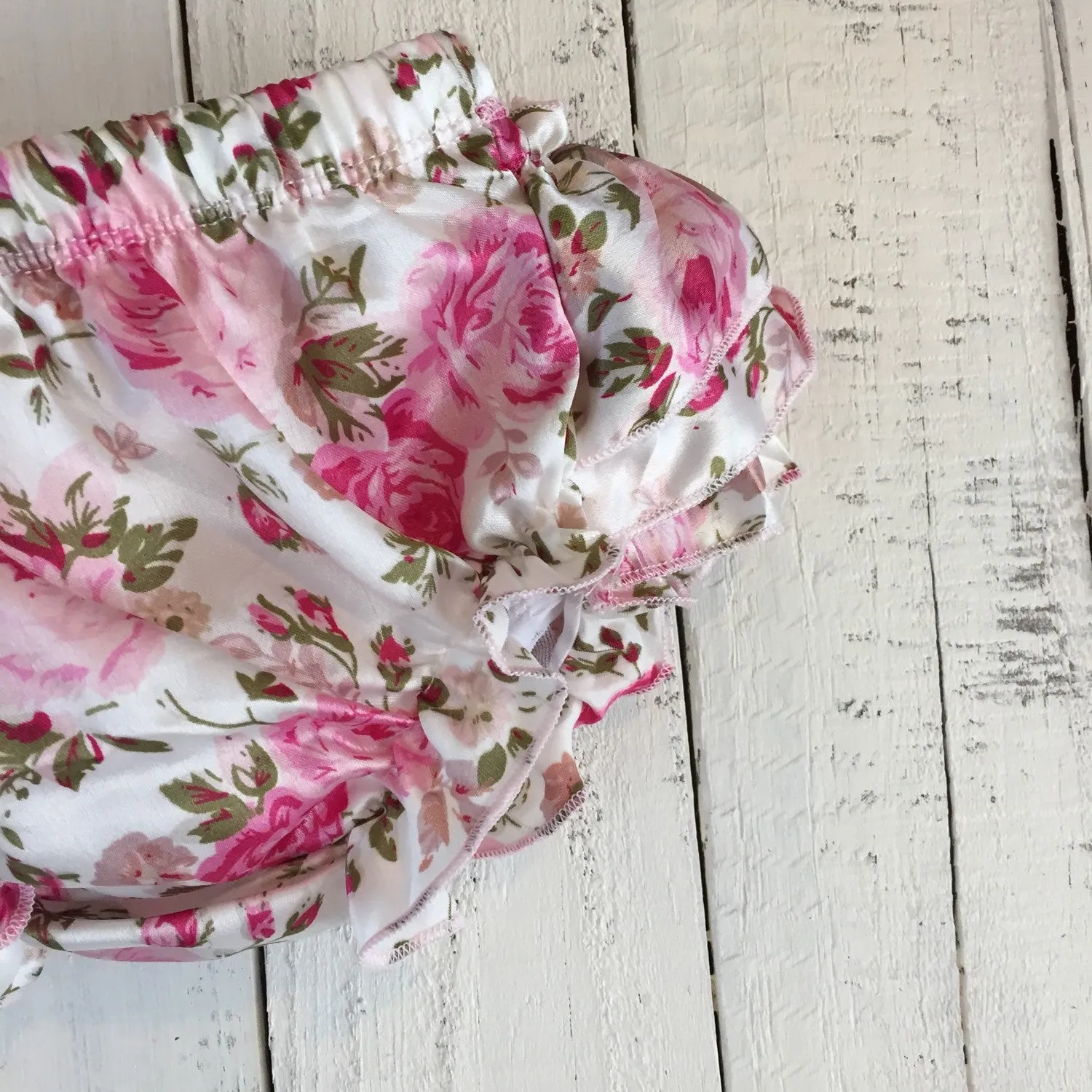 Pink Floral Satin Bloomers