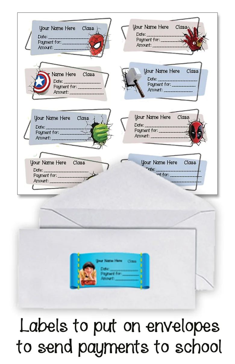 ""Avengers" School labels packs