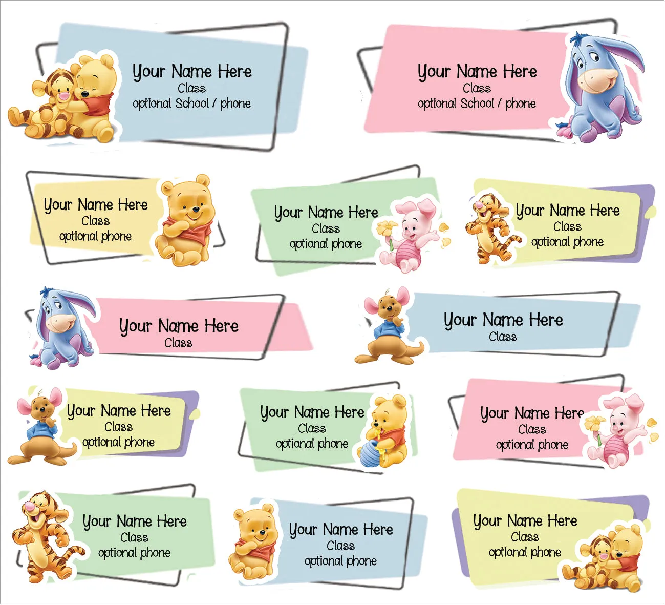 ""Pooh" School labels packs