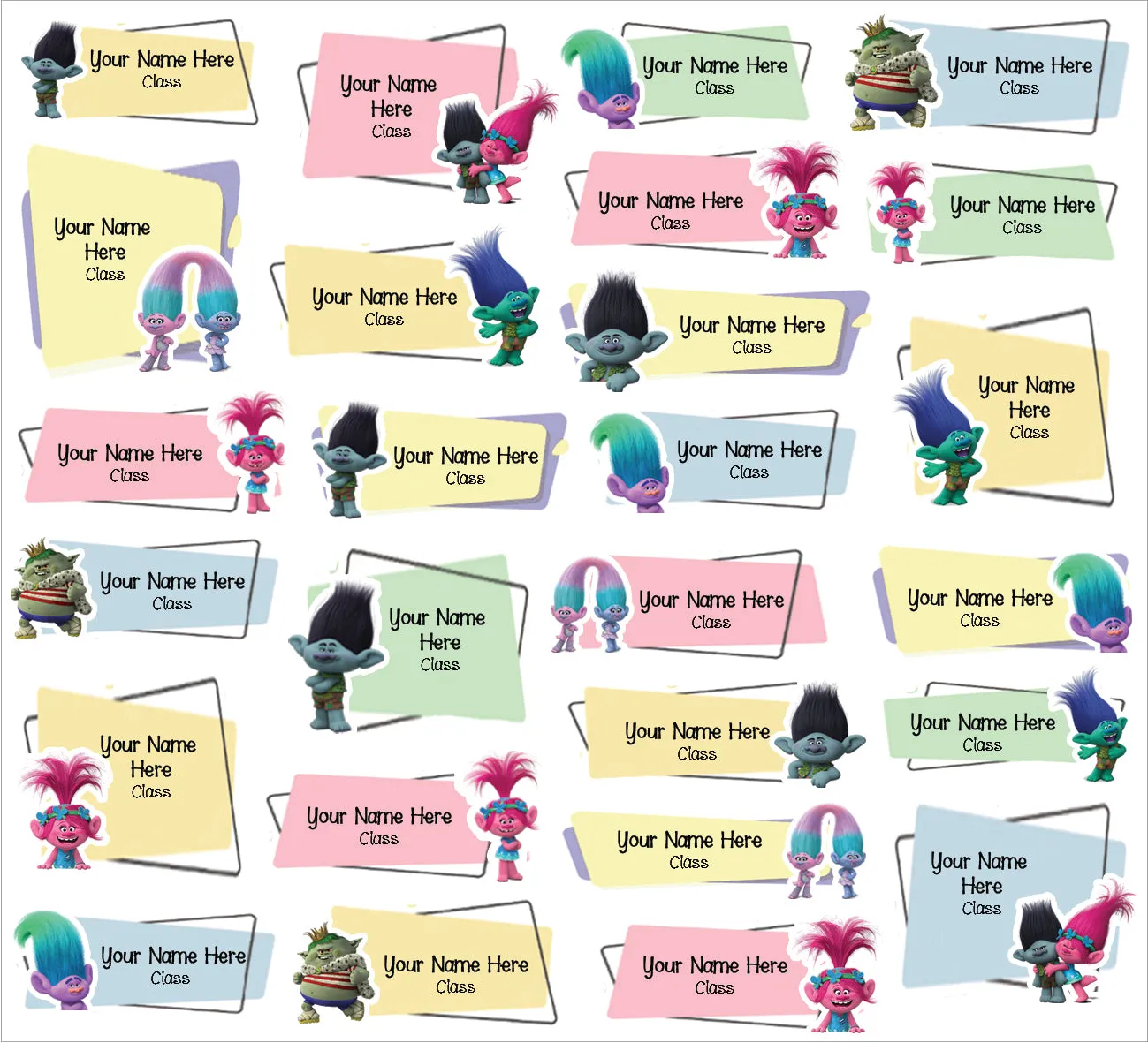 ""Trolls" School labels packs