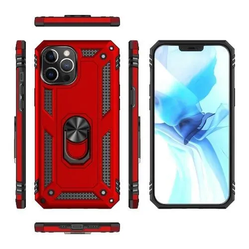 Raider Series Red Kickstand Case with Belt Clip - iPhone 12 and iPhone 12 Pro