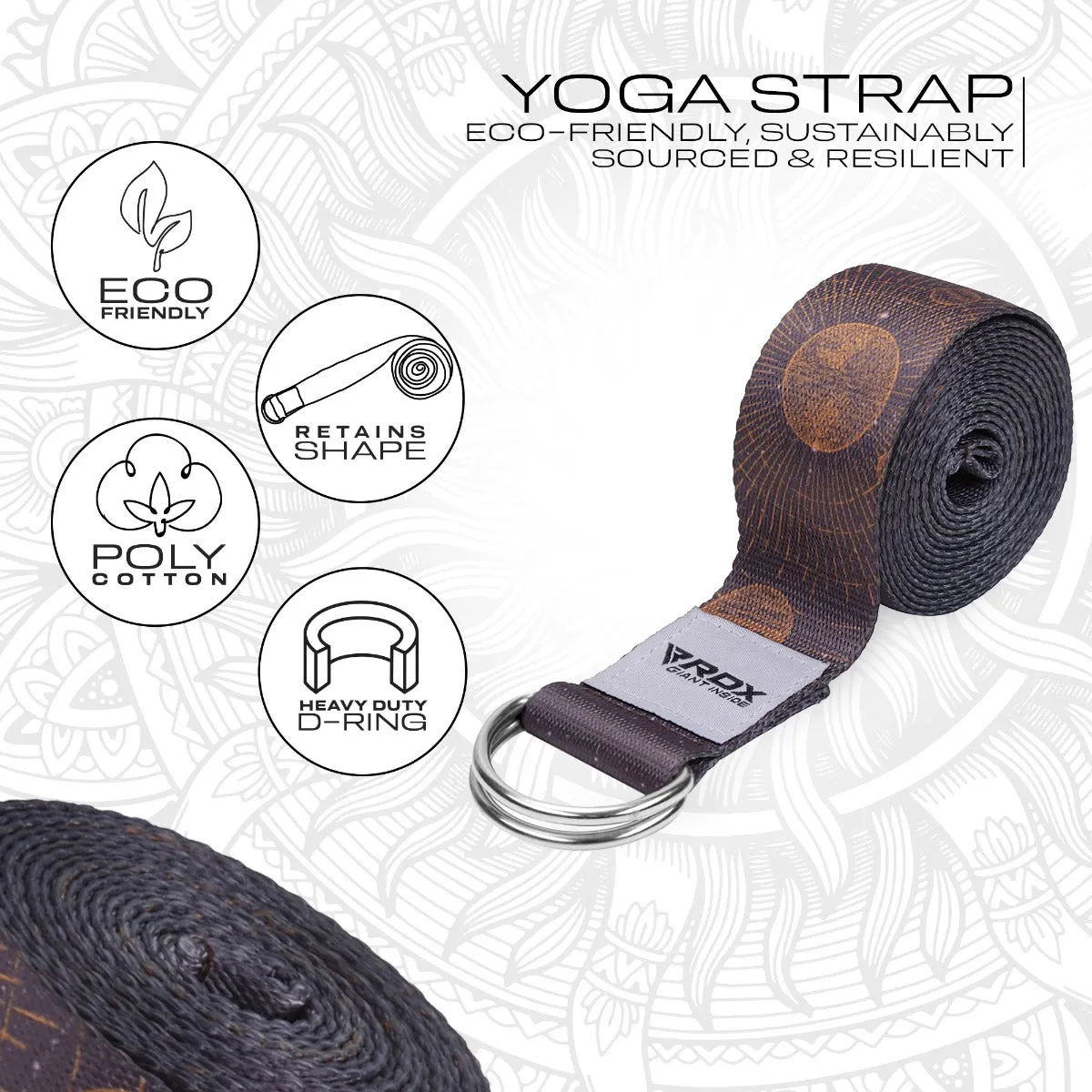 RDX F4 D-Ring Steel Buckle Cotton Yoga Strap