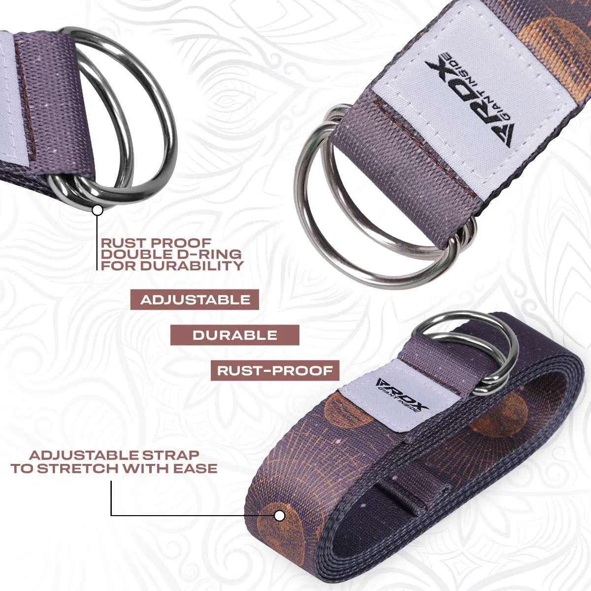 RDX F4 D-Ring Steel Buckle Cotton Yoga Strap