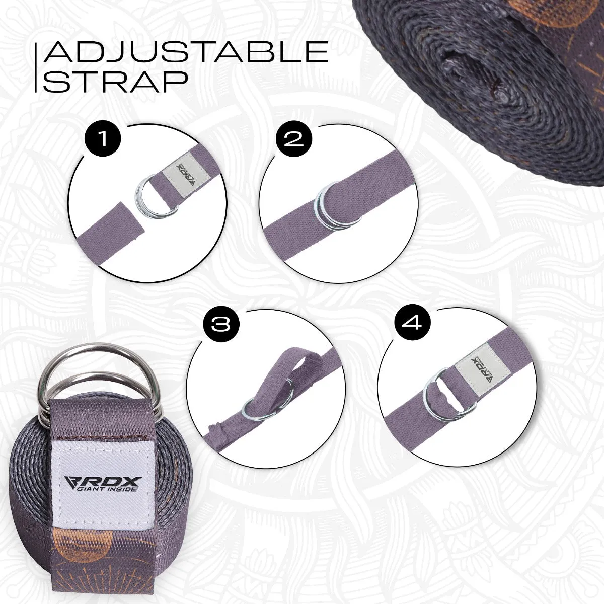 RDX F4 D-Ring Steel Buckle Cotton Yoga Strap