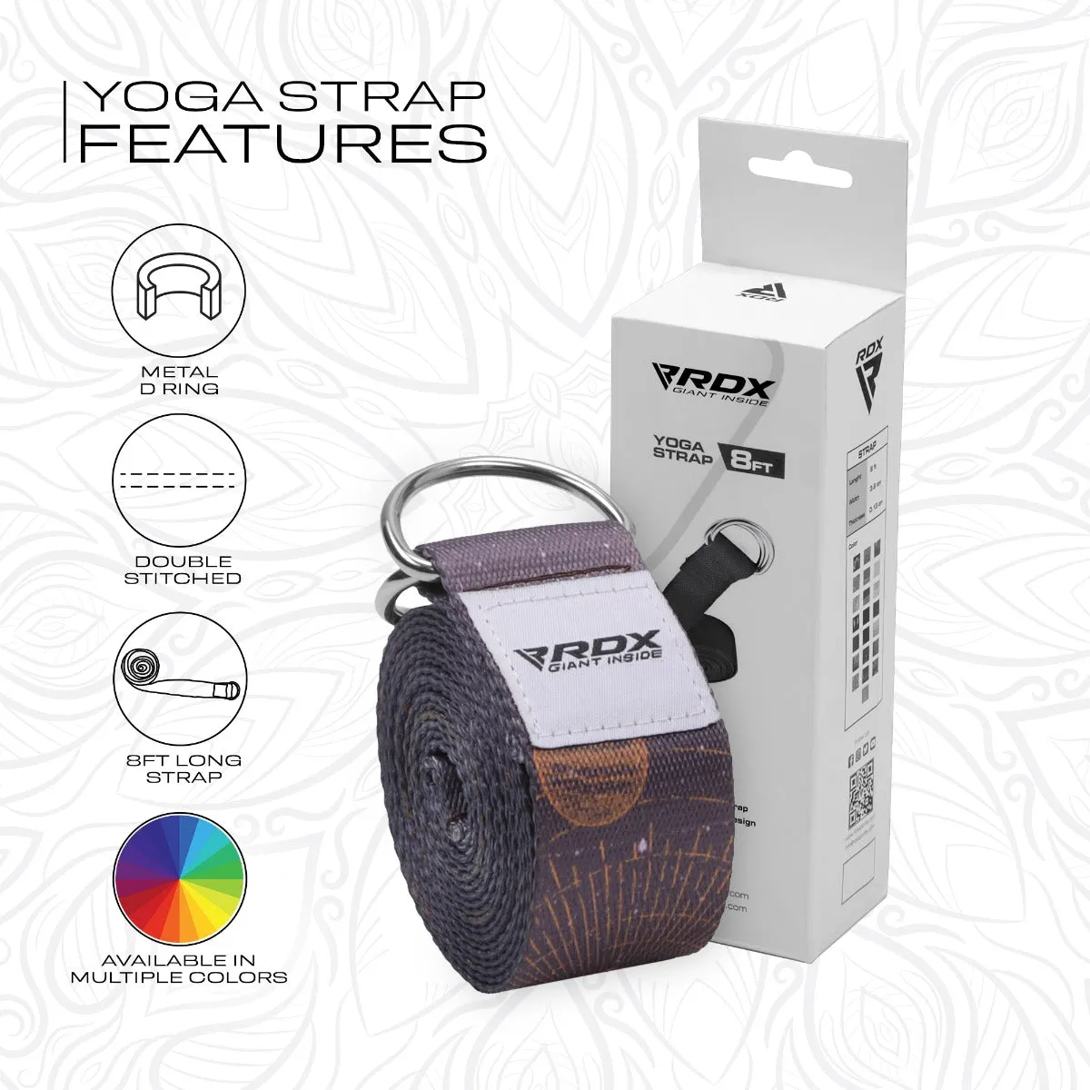 RDX F4 D-Ring Steel Buckle Cotton Yoga Strap