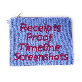 Receipts Proof LARGE Beaded Pouch Purse