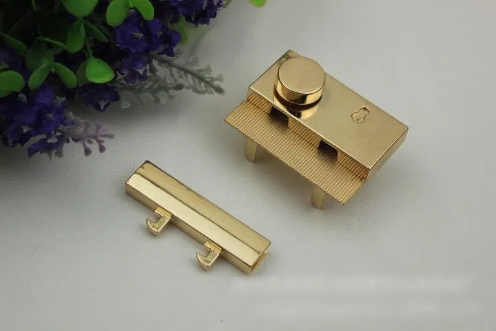 Rectangle Twist Press Lock Bag Hardware Light Gold 1/10 pcs Handmade Purse Handbag Making Metal 52 38 mm 2 1 1/2" Organizer Luggage Supplies