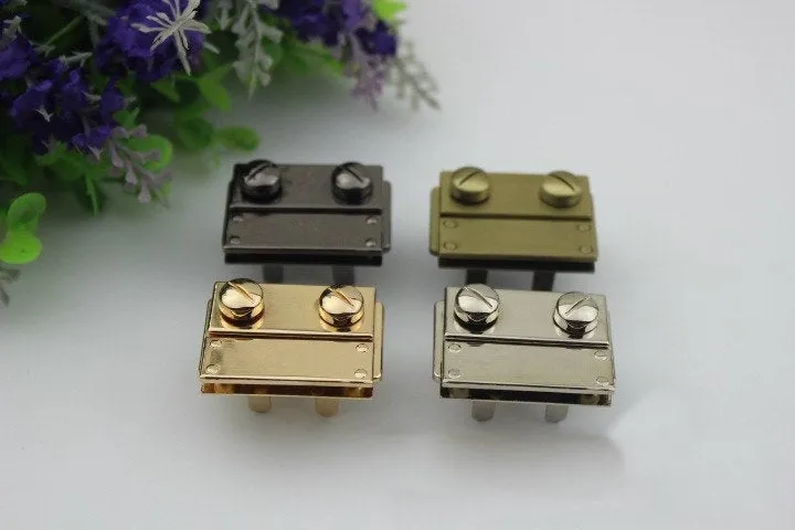 Rectangle Twist Turn Lock Bag Hardware Gold Silver Gunmetal 2/20 pcs Handmade Purse Handbag Making Metal 40mm 30mm 1 5/8 1 1/4" Supplies