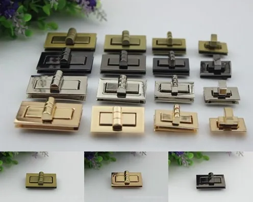 Rectangle Twist Turn Lock Bag Hardware Gold Silver Gunmetal Bronze 1/10 pcs Handmade Purse Handbag Making Metal 25 31 39 46 mm Bulk Supplies