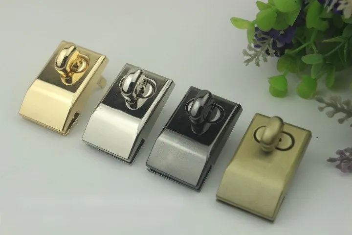 Rectangle Twist Turn Lock Bag Hardware Gold Silver Gunmetal Bronze 1/10 pcs Handmade Purse Handbag Making Metal 27mm 1 1/8" Supplies