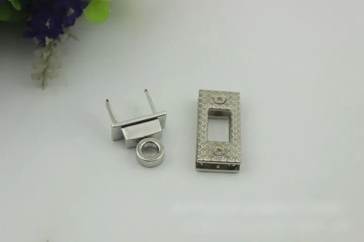 Rectangle Twist Turn Lock Bag Hardware Gold Silver Gunmetal Bronze 1/10 pcs Handmade Purse Handbag Making Metal 35 mm 1 3/8" Supplies