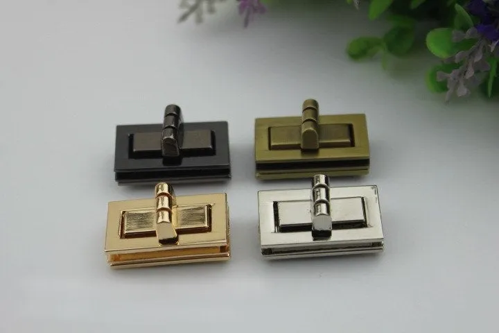 Rectangle Twist Turn Lock Bag Hardware Gold Silver Gunmetal Bronze 2/20 pcs Handmade Purse Handbag Making Metal 31 17mm 1 1/4 5/8" Supplies