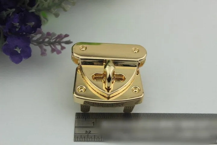 Rectangle Twist Turn Lock Bag Hardware Light Gold Gunmetal Black 1/10 pcs Handmade Purse Handbag Making Metal 35 30 mm 1 3/8 1 1/8" Supplies