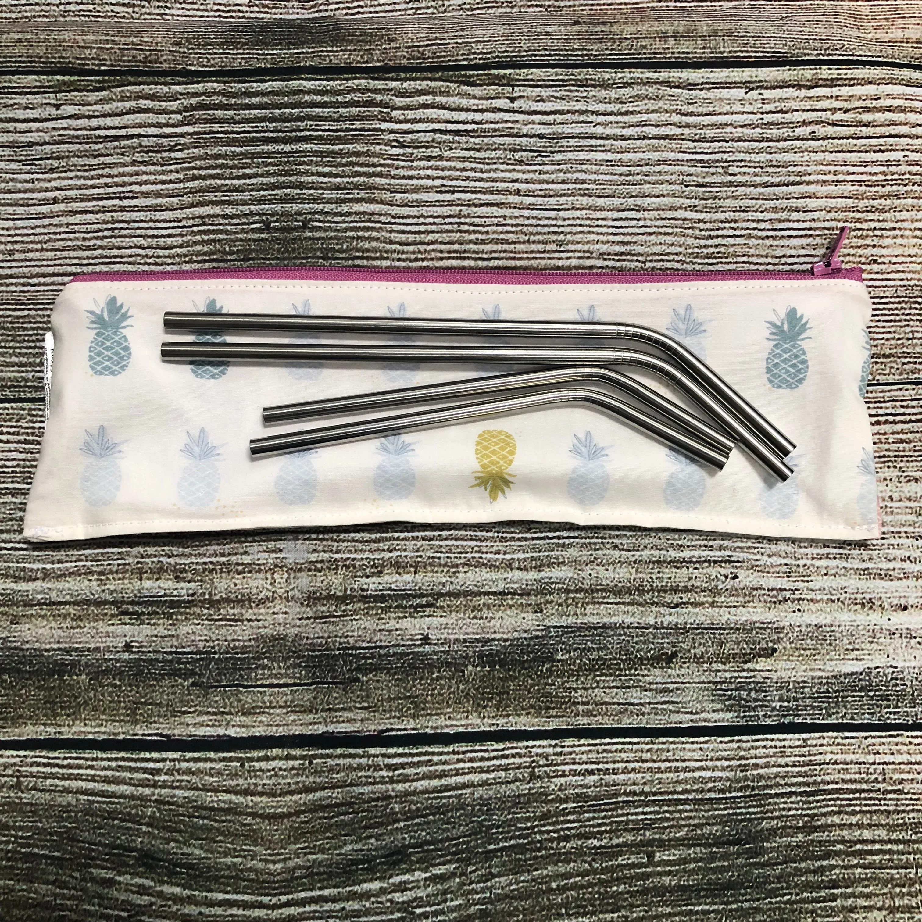 Regular Sized Reusable Straw/Utensil Wet Bag Polka Dots on Brown