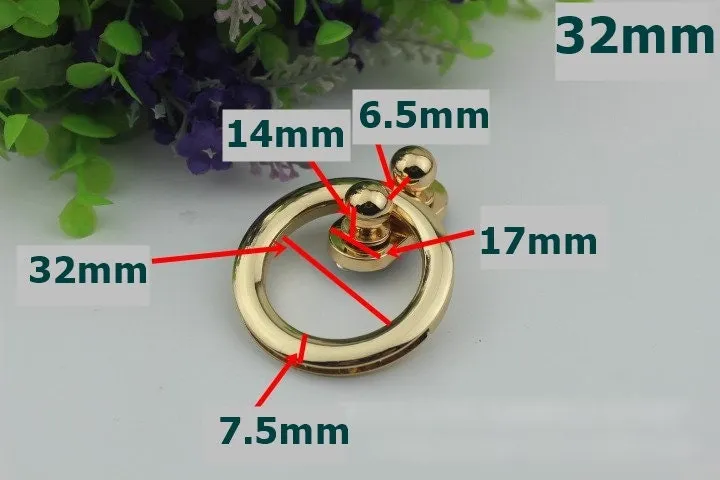 Round Twist Switch Lock Bag Hardware Light Gold 1/10 pcs Handmade Purse Handbag Making Metal 32mm 42mm 1 5/8" 1 1/4" Wholesale Bulk Supplies