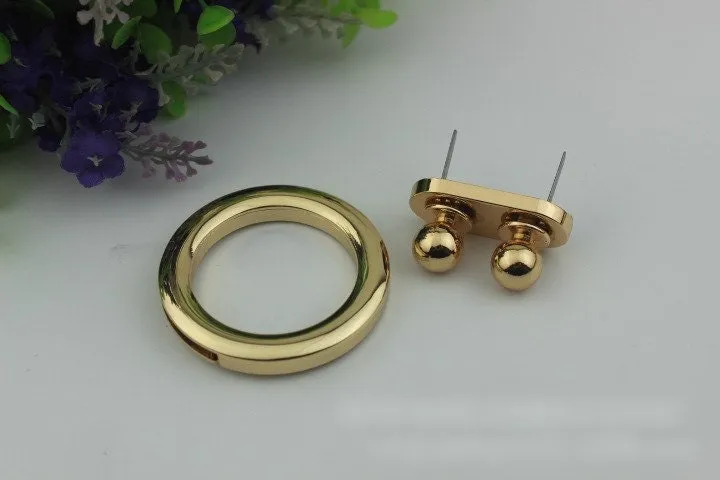 Round Twist Switch Lock Bag Hardware Light Gold 1/10 pcs Handmade Purse Handbag Making Metal 32mm 42mm 1 5/8" 1 1/4" Wholesale Bulk Supplies